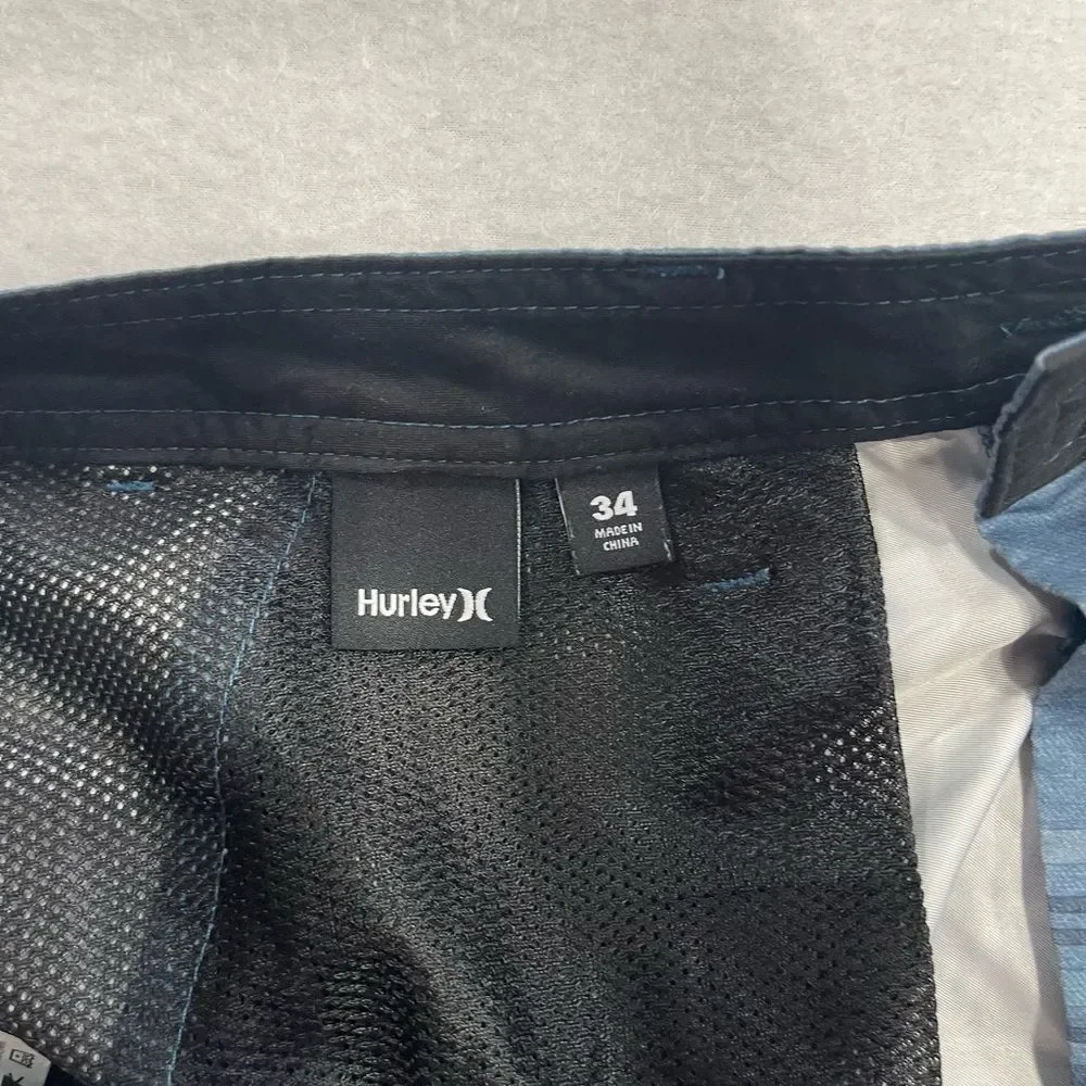 Hurley Blue Striped Board Shorts Swim Trunks Size 34